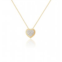 Ponto de Luz Coração Com Diamantes + Corrente Veneziana Em Ouro 18k